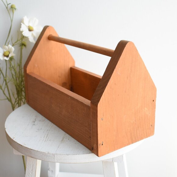 Vintage Antique Handmade Wood Tool Box Caddy Country Cottage Farmhouse Decor - Picture 2 of 7